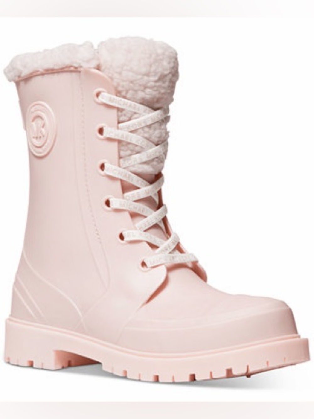 MICHAEL Michael Kors Blush Pink Sherpa-Lined Lace-Up Rain Boot